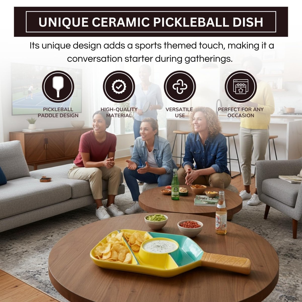 Khen Ceramic Pickleball Dish | Paddle Shaped Serving Tray Platter Decorative Tableware - HOUSE OF SHE