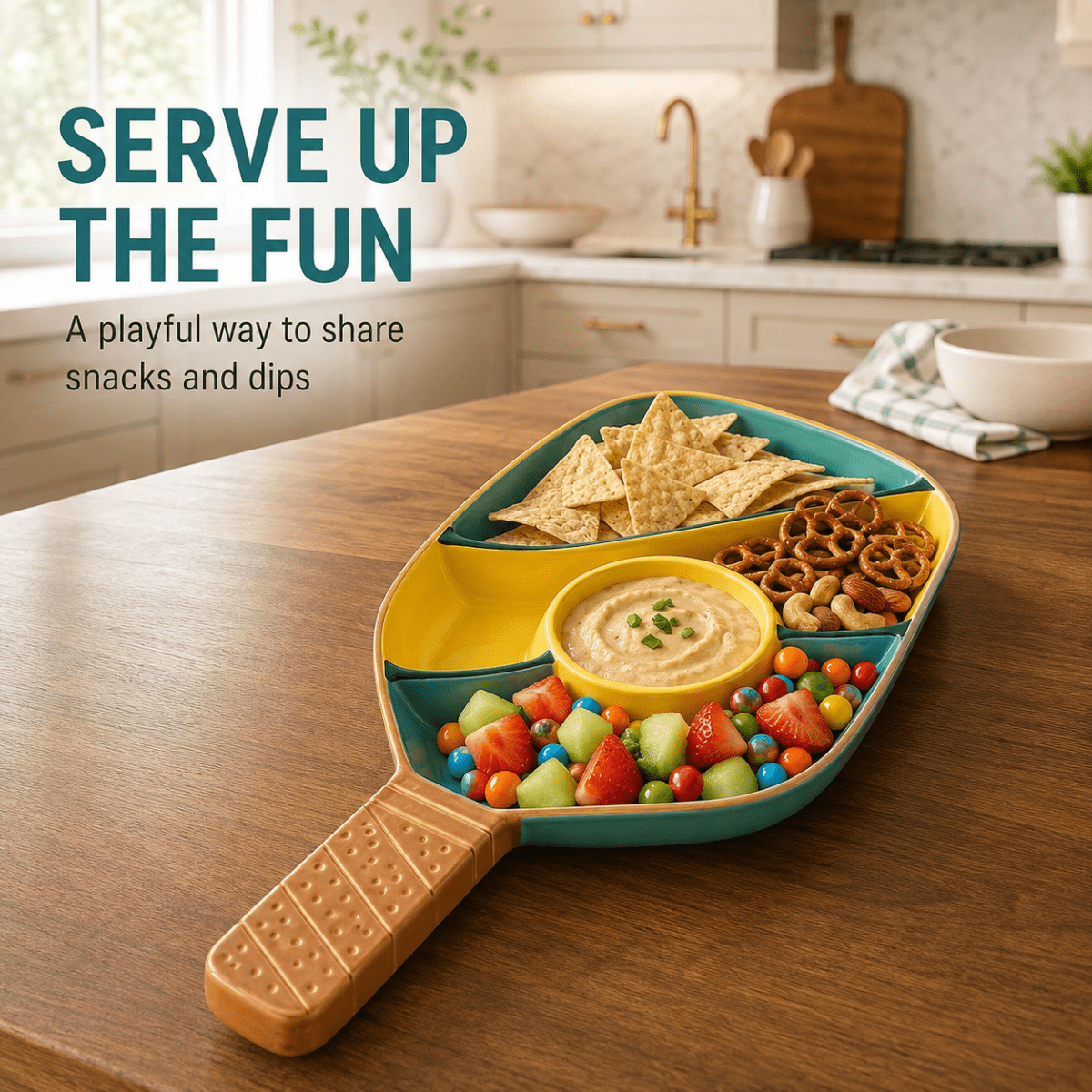 Khen Ceramic Pickleball Dish | Paddle Shaped Serving Tray Platter Decorative Tableware - HOUSE OF SHE