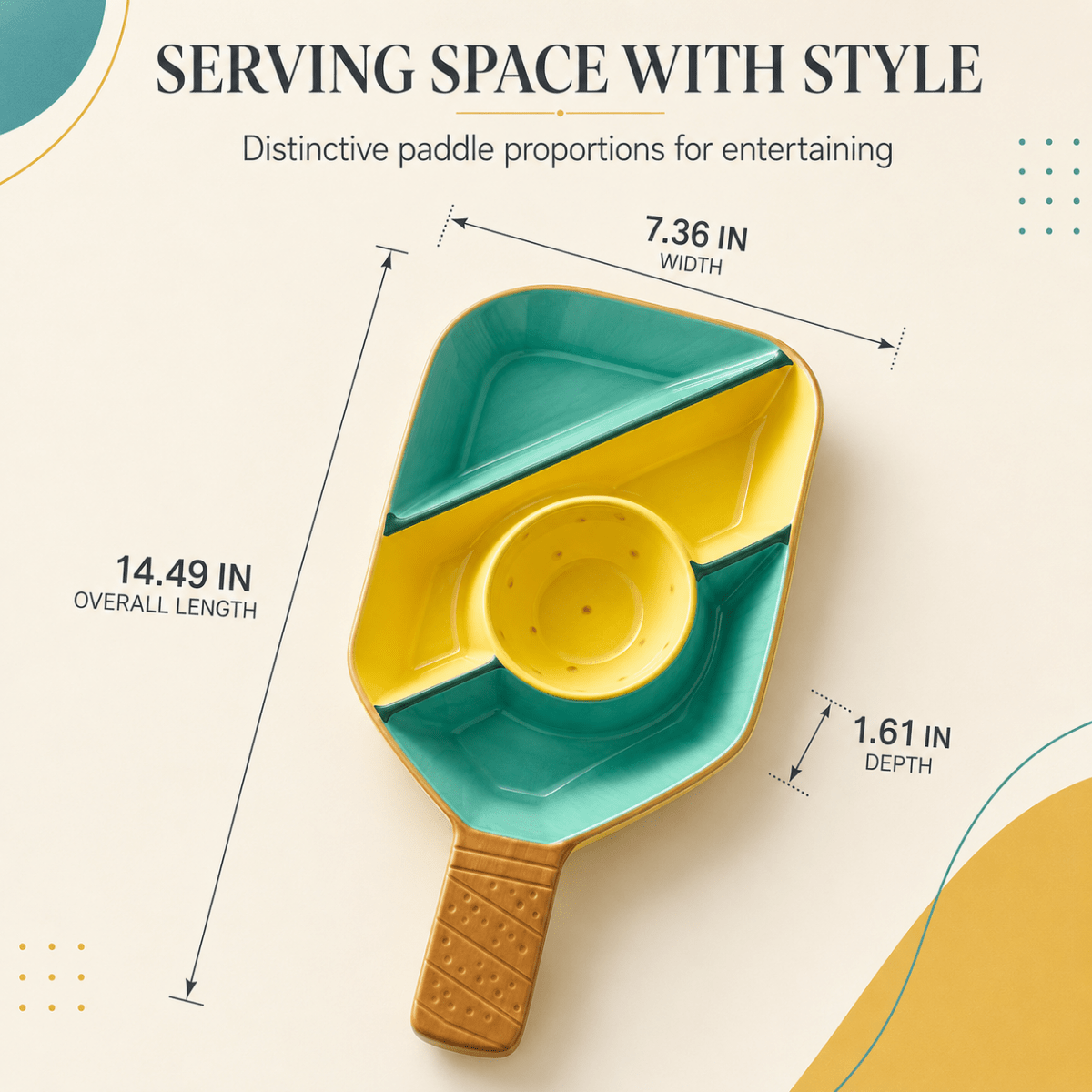 Khen Ceramic Pickleball Dish | Paddle Shaped Serving Tray Platter Decorative Tableware - HOUSE OF SHE
