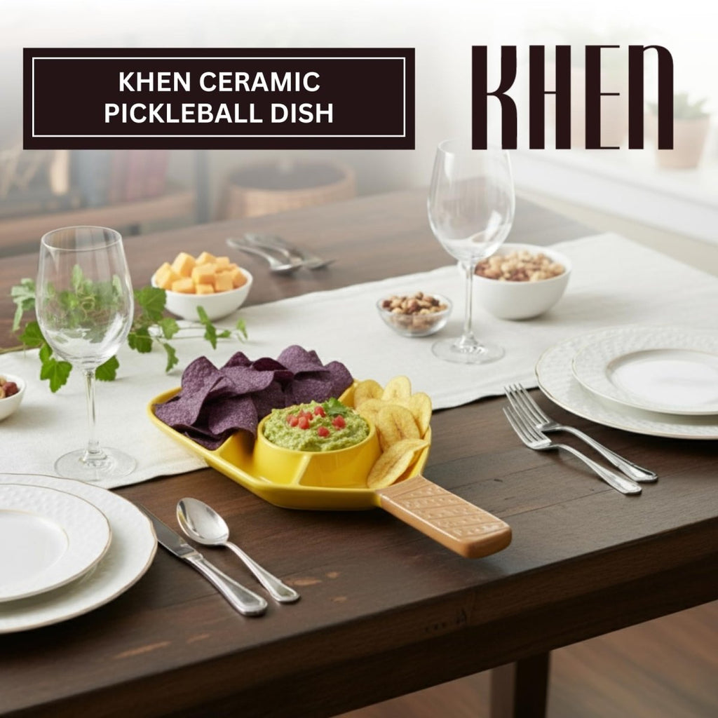 Khen Ceramic Pickleball Dish | Paddle Shaped Serving Tray Platter Decorative Tableware - HOUSE OF SHE