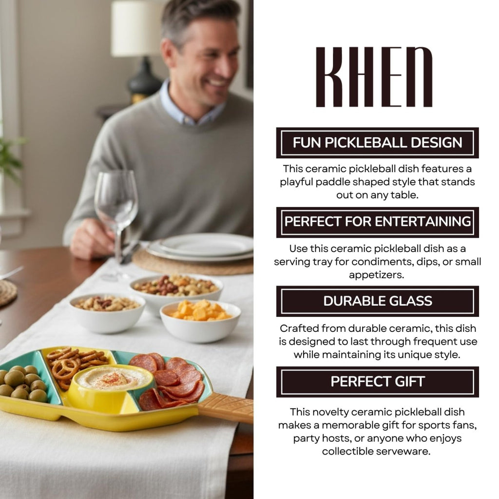 Khen Ceramic Pickleball Dish | Paddle Shaped Serving Tray Platter Decorative Tableware - HOUSE OF SHE