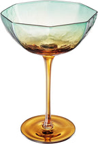 Khen Hexagonal Coupe Glasses Elegant Break Resistant - Set of 2 Teal + Brown - HOUSE OF SHE