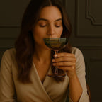Khen Hexagonal Coupe Glasses Elegant Break Resistant - Set of 2 Teal + Brown - HOUSE OF SHE