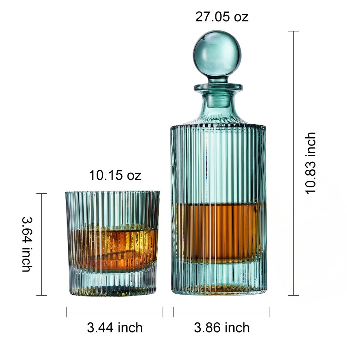 Khen Ribbed Decanter Set with 4 Glasses – Whiskey Bourbon Scotch - HOUSE OF SHE