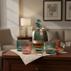 Khen Ribbed Decanter Set with 4 Glasses – Whiskey Bourbon Scotch - HOUSE OF SHE