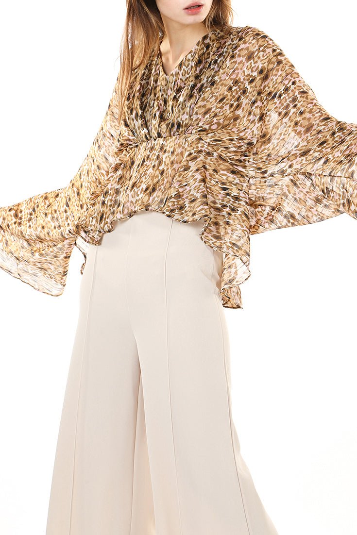Kimono Sleeve Animal Print Top - HOUSE OF SHE