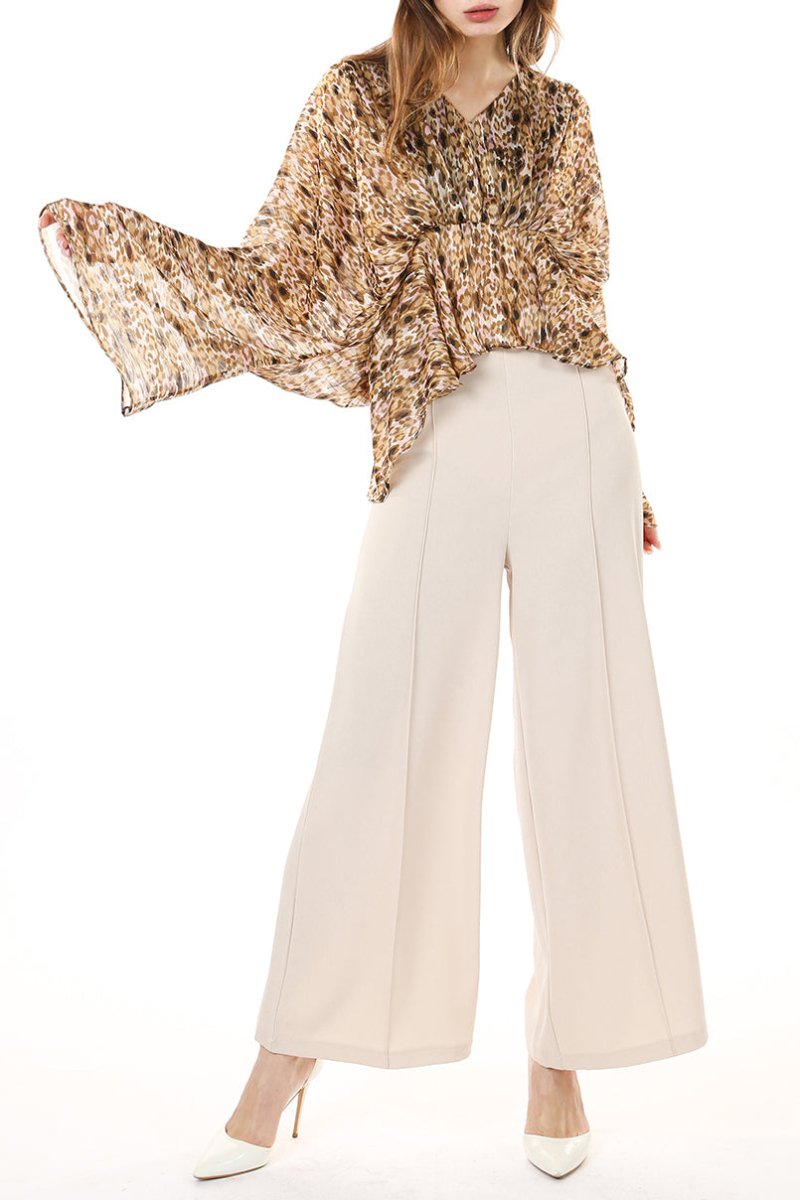 Kimono Sleeve Animal Print Top - HOUSE OF SHE