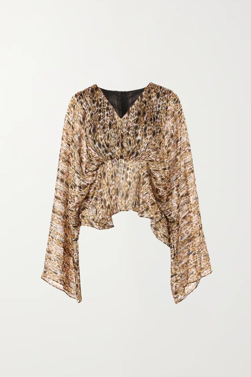 Kimono Sleeve Animal Print Top - HOUSE OF SHE