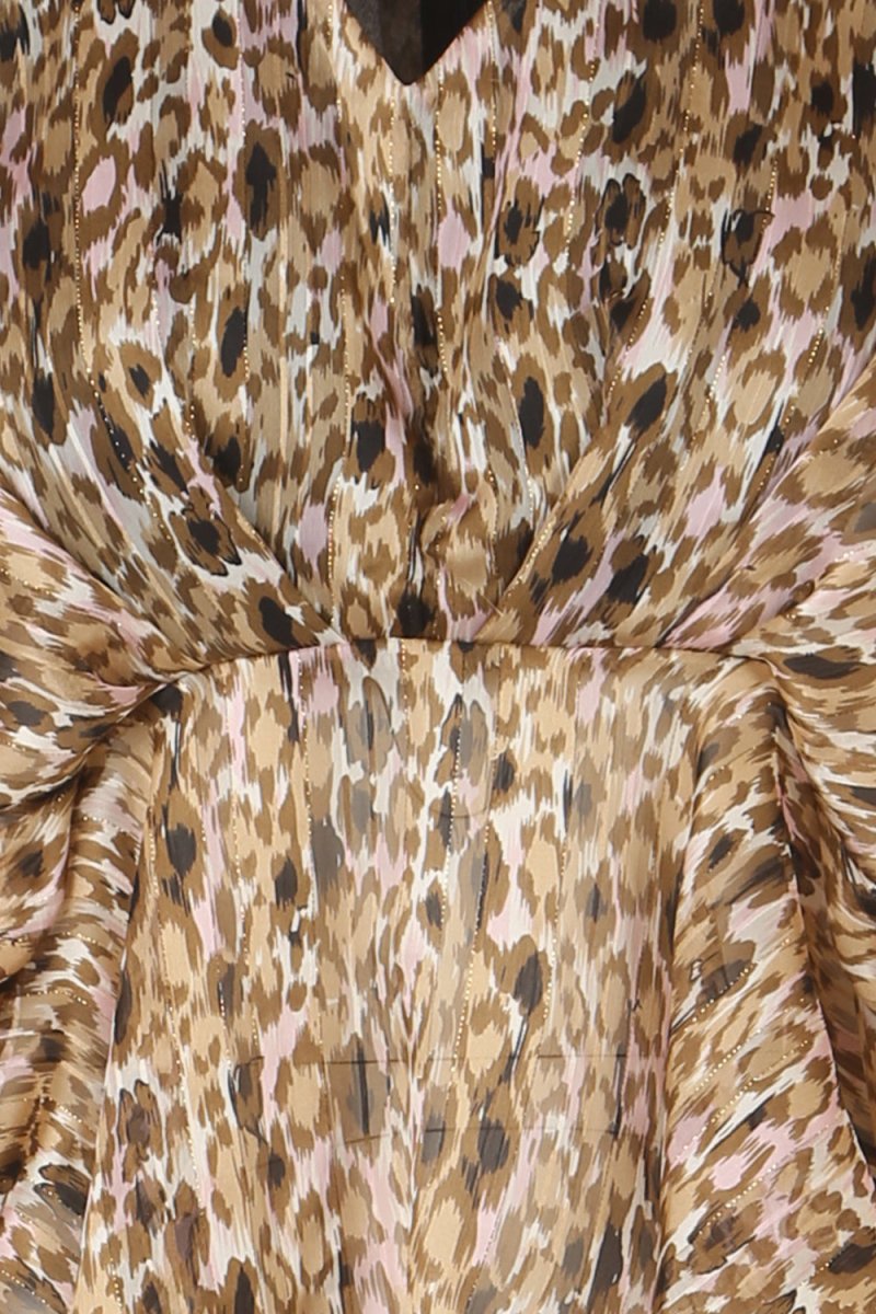 Kimono Sleeve Animal Print Top - HOUSE OF SHE