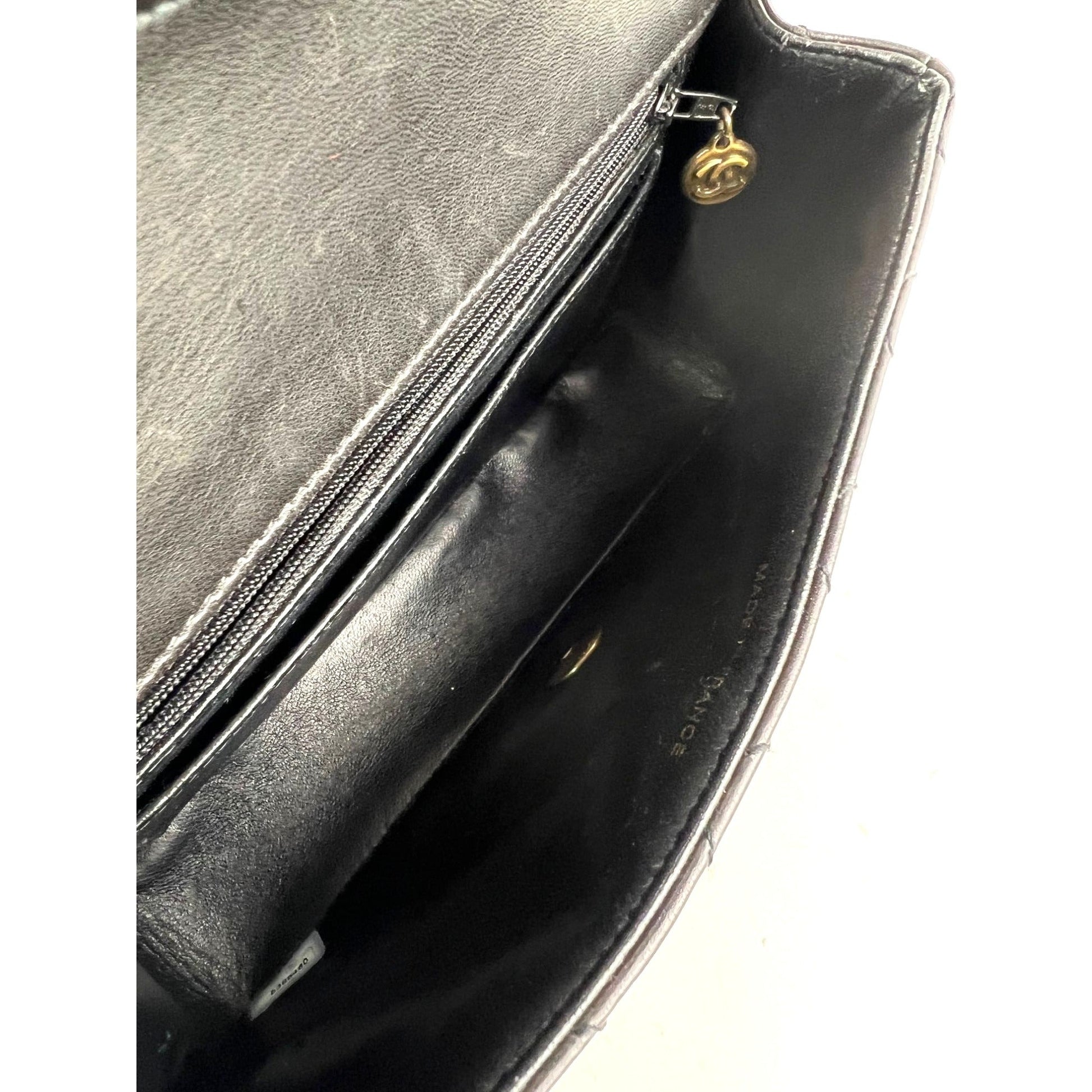 Chanel Vintage Quilted Lambskin Black Resin Chain Small Classic Single Flap Bag RARE - HOUSE OF SHE