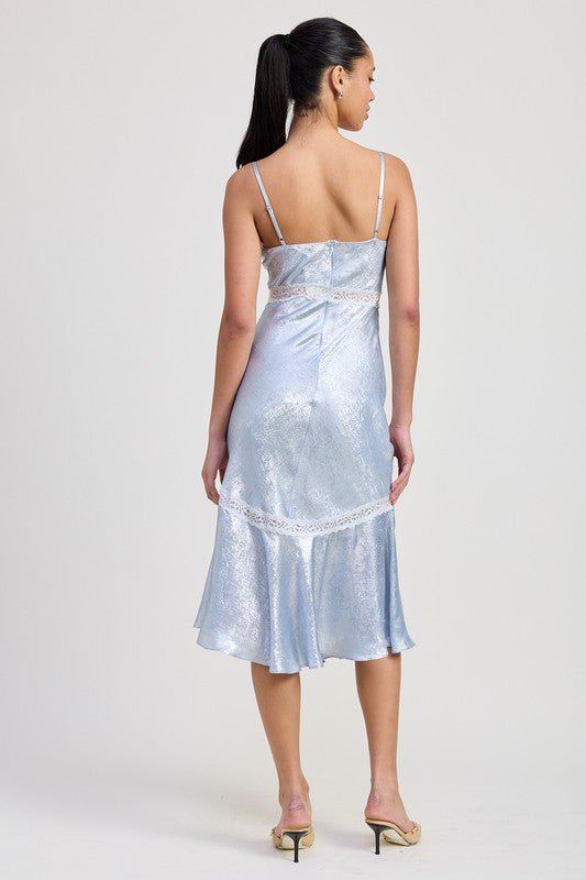 LACE TRIM MIDI SLIP DRESS - HOUSE OF SHE