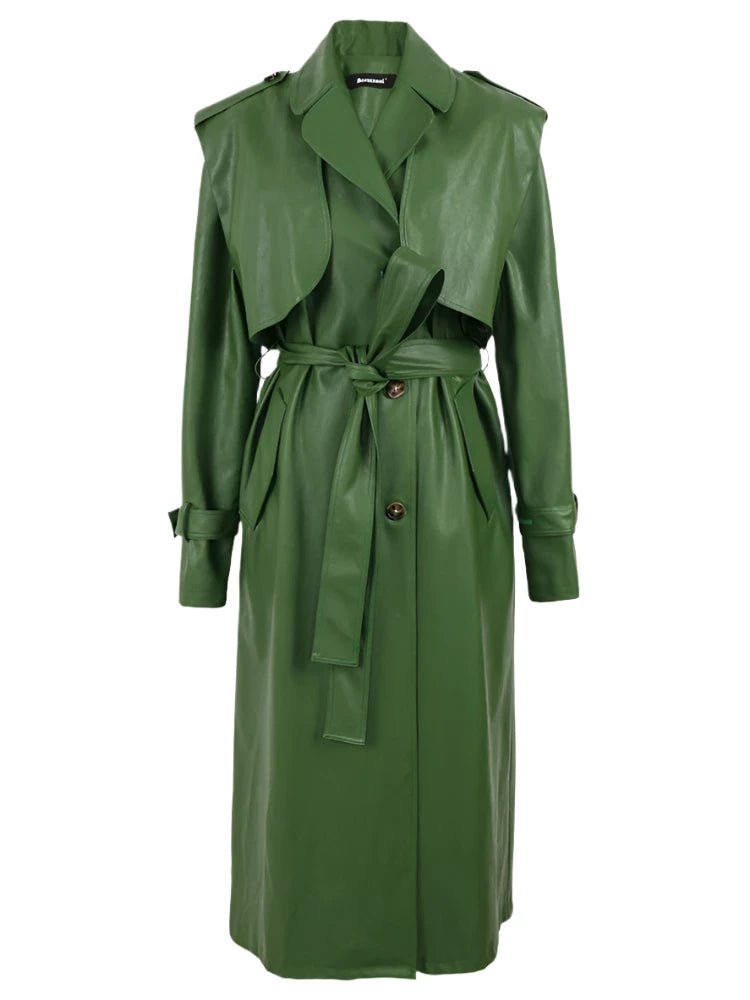 LAX Leather Trench Coat - HOUSE OF SHE