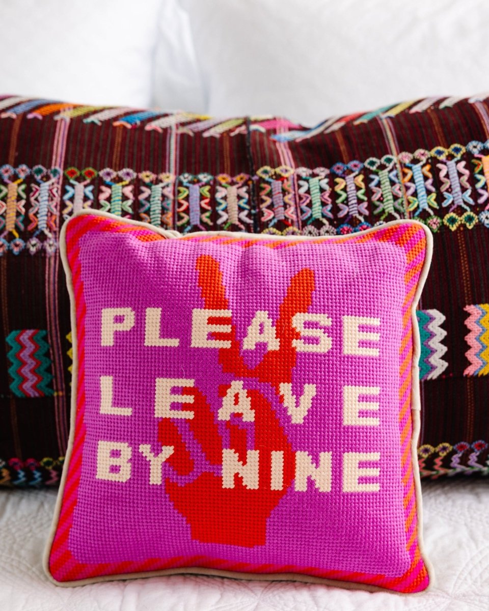 Leave by Nine Needlepoint Pillow - HOUSE OF SHE