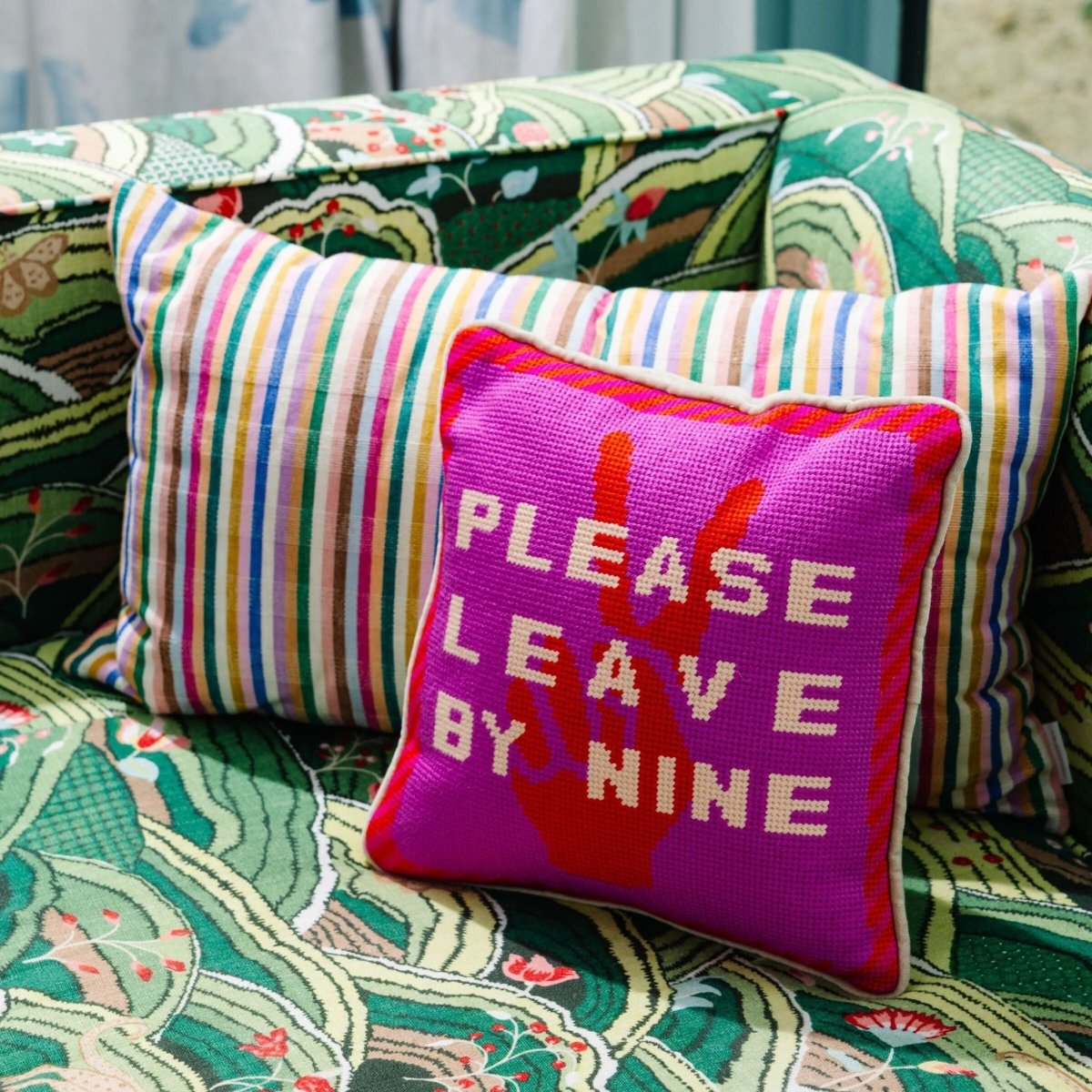 Leave by Nine Needlepoint Pillow - HOUSE OF SHE