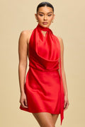 Leila Drape Satin Cowl Mini Dress - HOUSE OF SHE