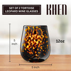 Leopard Print Amber Colored Stemless Wine Glass |  Set of 2 - HOUSE OF SHE