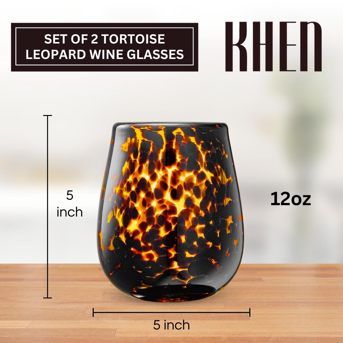 Leopard Print Amber Colored Stemless Wine Glass |  Set of 2 - HOUSE OF SHE