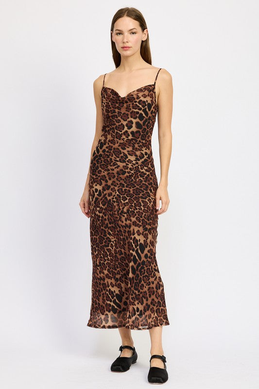 Moni Leopard Slip Maxi Dress