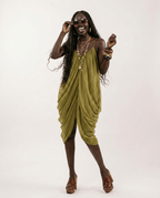 Liberated Sheer Draped Mini Dress - HOUSE OF SHE