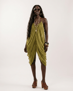 Liberated Sheer Draped Mini Dress - HOUSE OF SHE