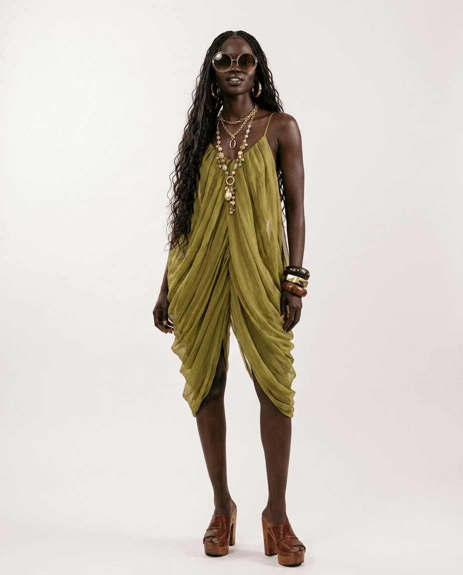 Liberated Sheer Draped Mini Dress - HOUSE OF SHE