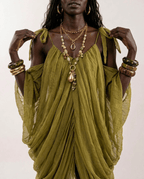 Liberated Sheer Draped Mini Dress - HOUSE OF SHE