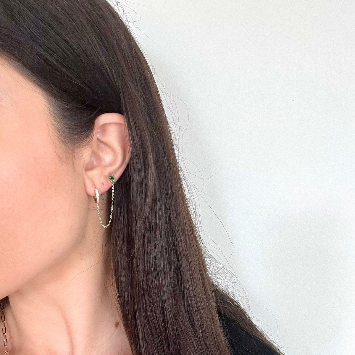 Lilou Emerald Chain Drop Earring - HOUSE OF SHE