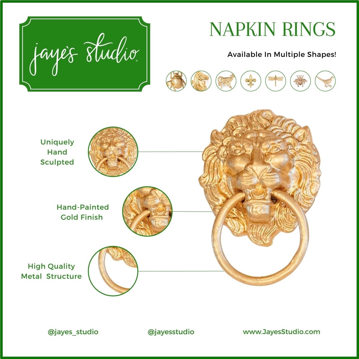 Lion Napkin Ring (4 Pack) - HOUSE OF SHE