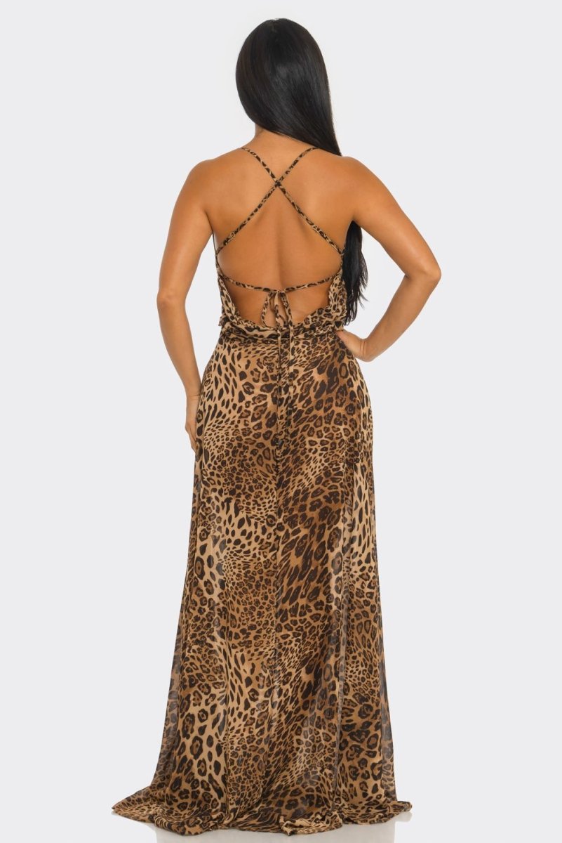 Lisa Leopard Maxi Dress - HOUSE OF SHE