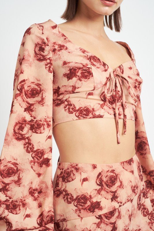 Long Sleeve Sweetheart Cropped Top - HOUSE OF SHE