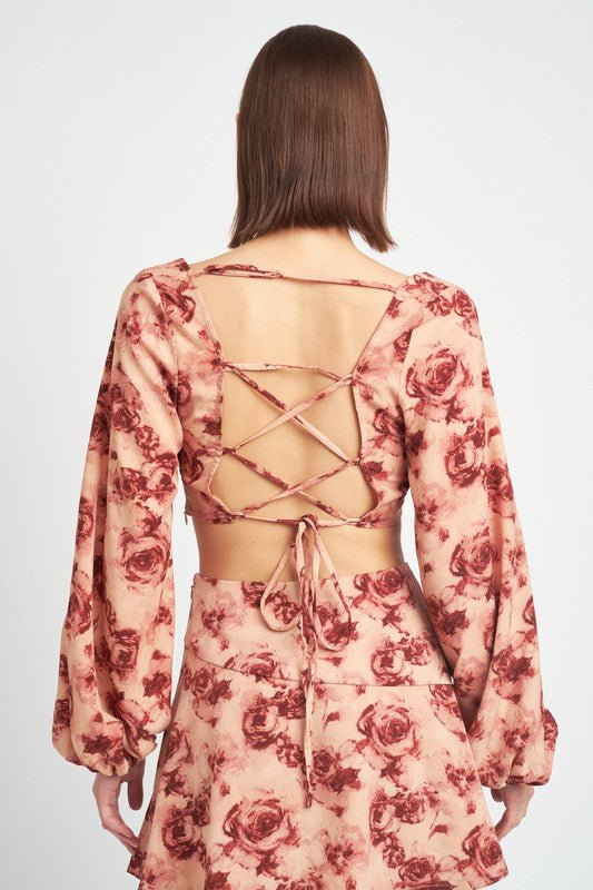 Long Sleeve Sweetheart Cropped Top - HOUSE OF SHE