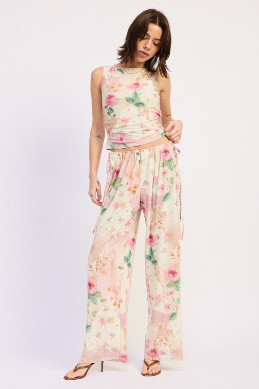 LOW RISE MESH PANTS WITH SIDE CUTOUT - HOUSE OF SHE
