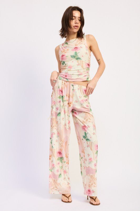 LOW RISE MESH PANTS WITH SIDE CUTOUT - HOUSE OF SHE