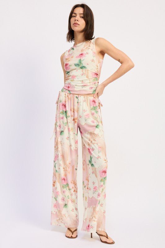 LOW RISE MESH PANTS WITH SIDE CUTOUT - HOUSE OF SHE