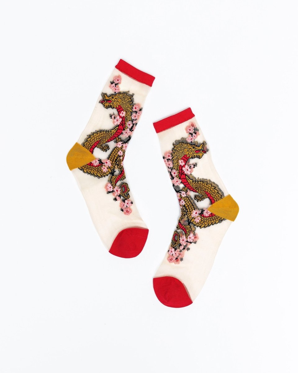 Lunar New Year of the Dragon Sheer Crew Sock - HOUSE OF SHE