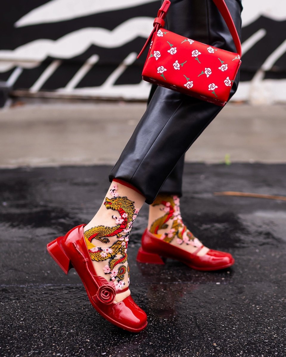 Lunar New Year of the Dragon Sheer Crew Sock - HOUSE OF SHE
