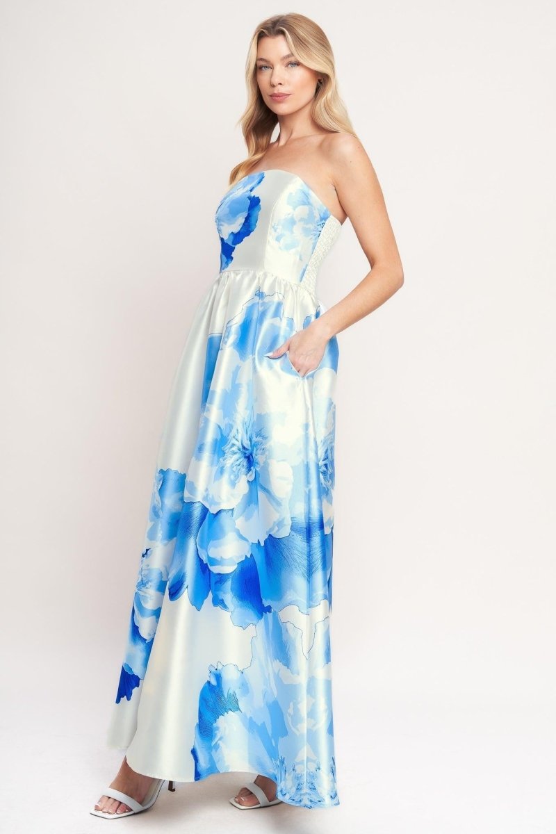 LUXE PEONY WOVEN MAXI DRESS - HOUSE OF SHE