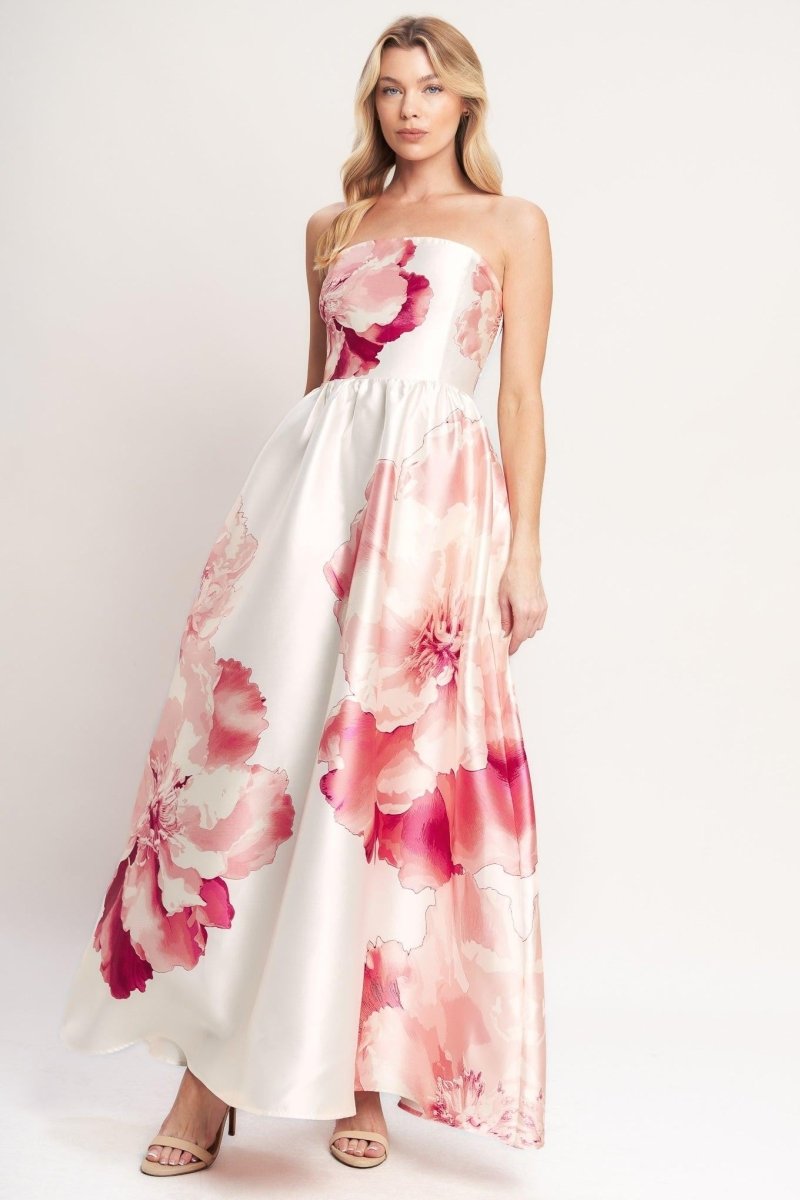 LUXE PEONY WOVEN MAXI DRESS - HOUSE OF SHE