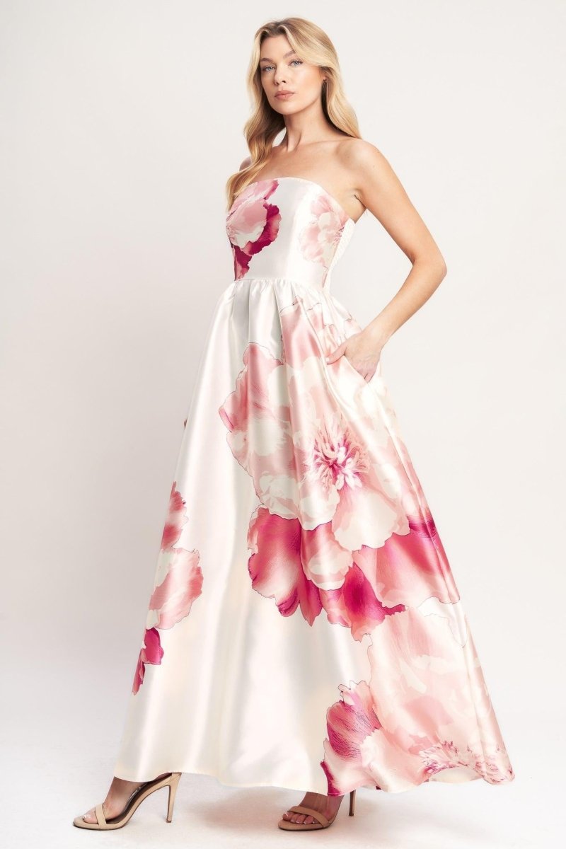 LUXE PEONY WOVEN MAXI DRESS - HOUSE OF SHE