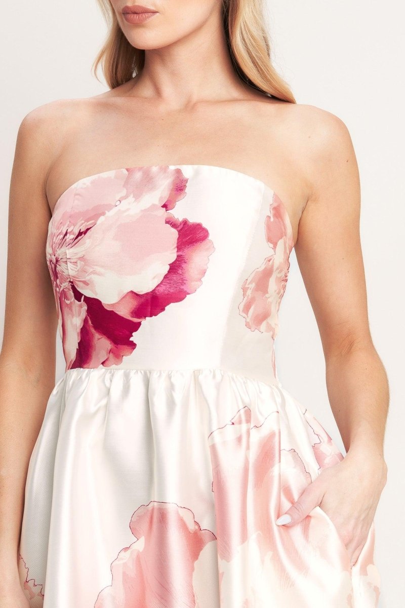 LUXE PEONY WOVEN MAXI DRESS - HOUSE OF SHE