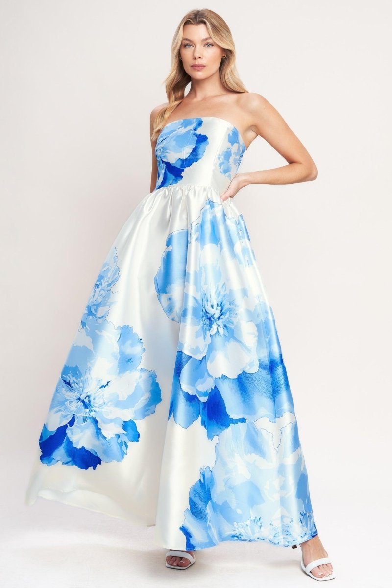 LUXE PEONY WOVEN MAXI DRESS - HOUSE OF SHE