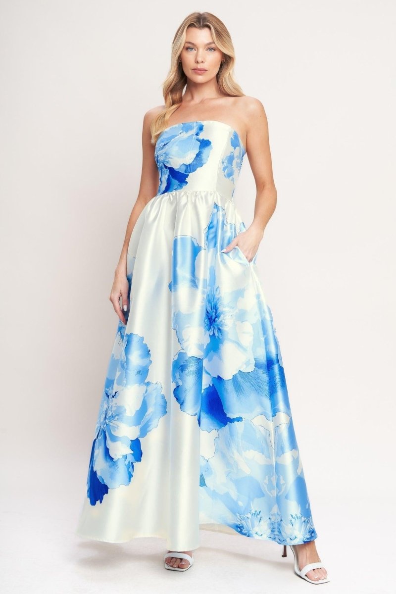 LUXE PEONY WOVEN MAXI DRESS - HOUSE OF SHE