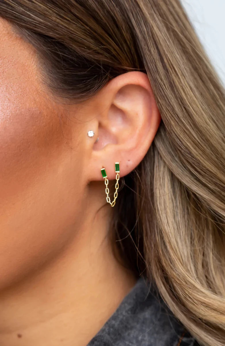 Malia Emerald Double Stud Earring - HOUSE OF SHE