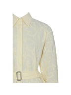 Malou Lemon Yellow Embroidered Poplin Belted Shirt Romper - HOUSE OF SHE