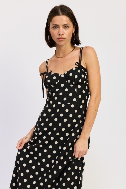 MAXI POLKA DOT STRAP BUSTIER DRESS SINGLE UNIT - HOUSE OF SHE