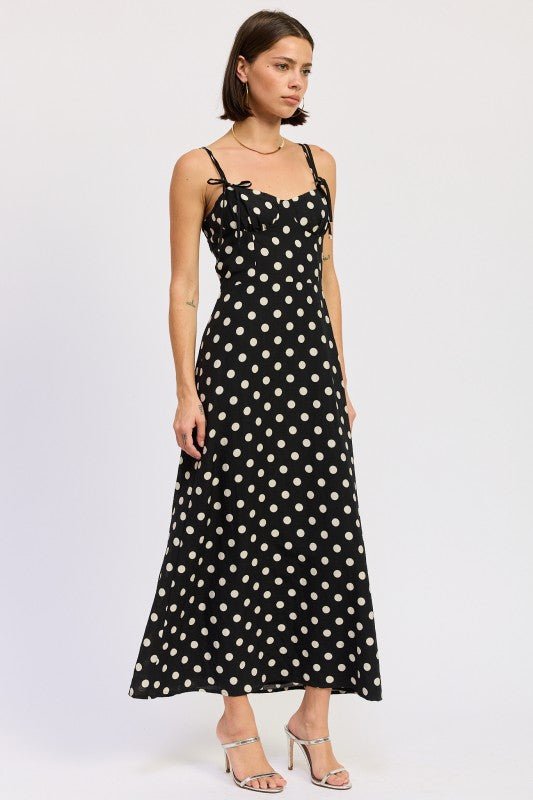 MAXI POLKA DOT STRAP BUSTIER DRESS SINGLE UNIT - HOUSE OF SHE
