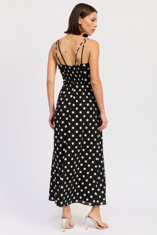 MAXI POLKA DOT STRAP BUSTIER DRESS SINGLE UNIT - HOUSE OF SHE