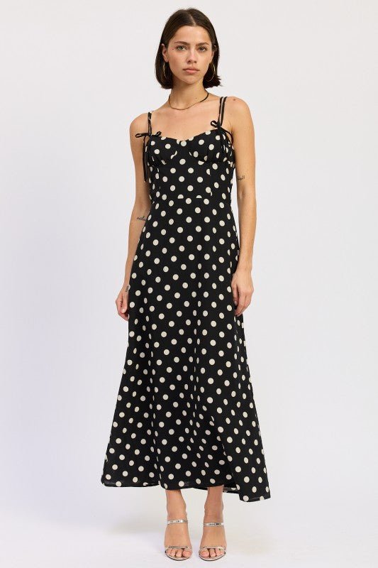MAXI POLKA DOT STRAP BUSTIER DRESS SINGLE UNIT - HOUSE OF SHE