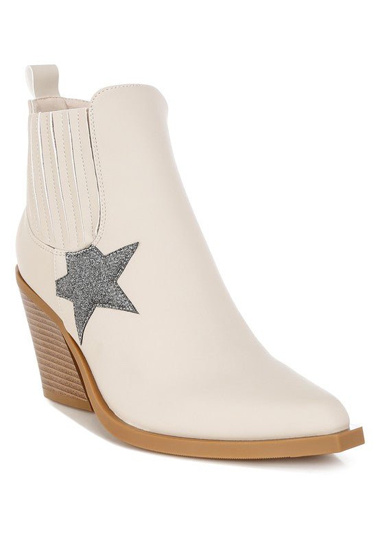 Melt Down Glitter Star Detail Chelsea Boots - HOUSE OF SHE