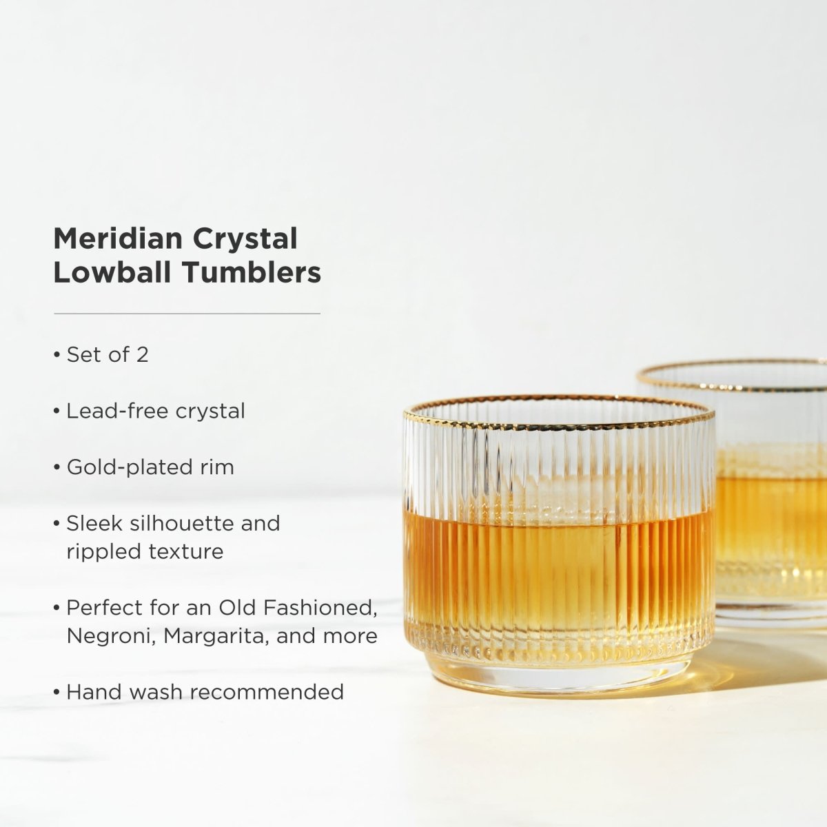 Meridian Crystal Lowball Tumblers Set of 2 - HOUSE OF SHE